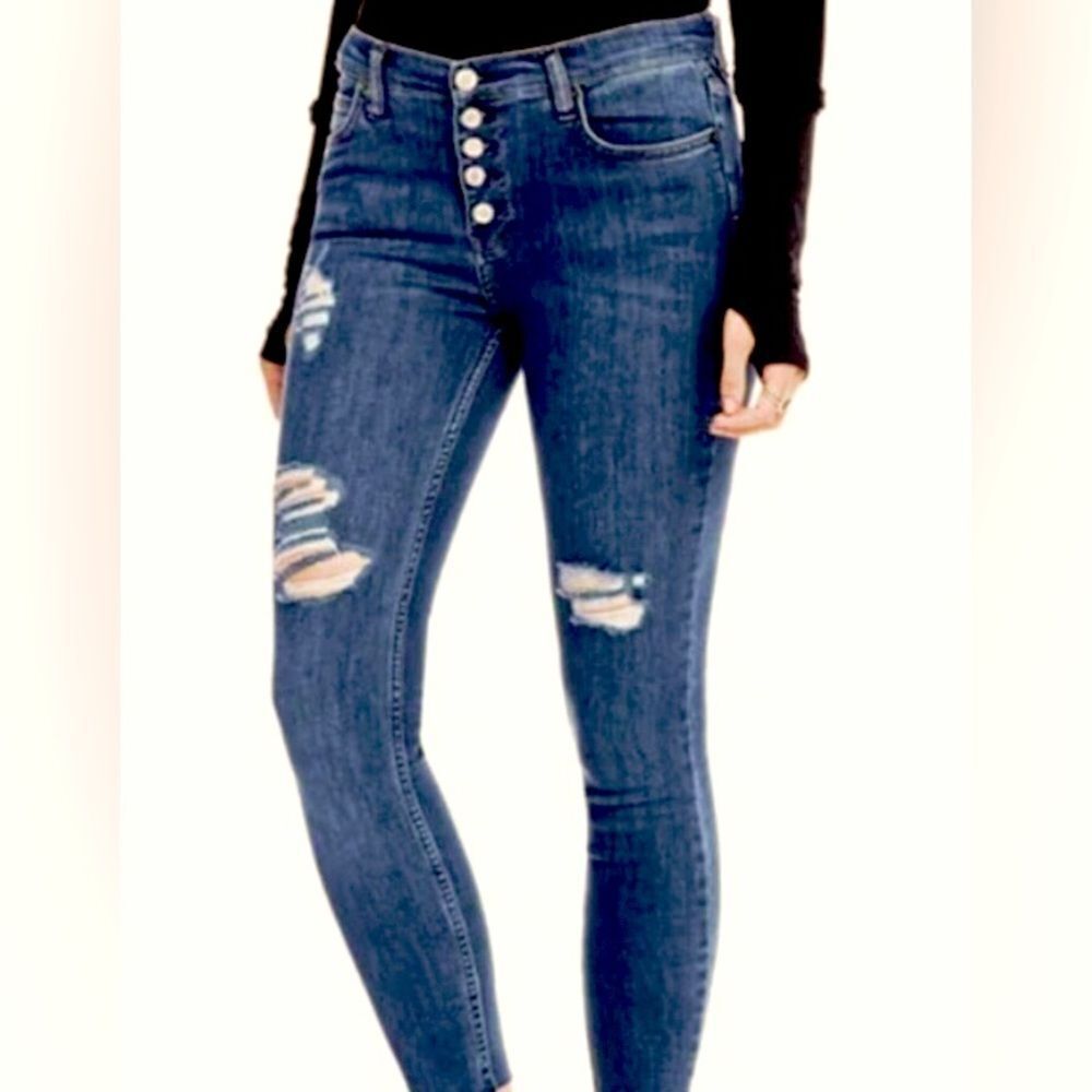 Free people high waisted denim raw hem jeans size 29